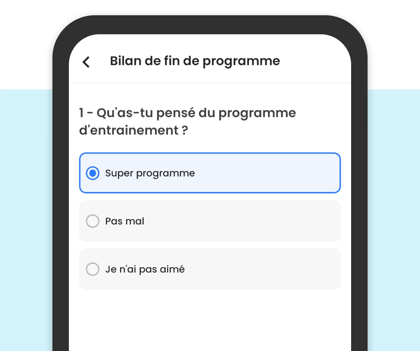 Répondez aux questionnaires de votre coach directement depuis l'application mobile Traener