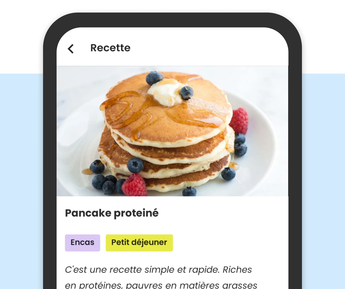 Des recettes sont disponibles sur l'application Traener